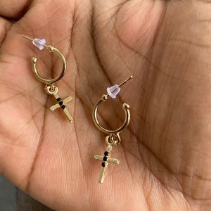 Cross hoop earrings